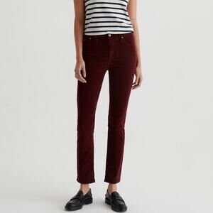 Adriano Goldschmied AG-ED Mari High Rise Slim Straight Jean 24 Burgundy Corduroy